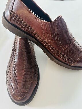 GRENADIER Loafers Brown Leather Woven NEW Sz Mens 7 Women’s 8.5